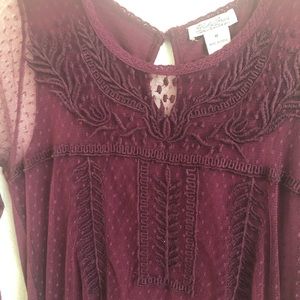 🍁Lucky Brand Sheer Front Lace Top